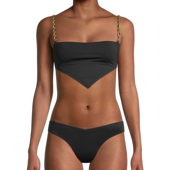 WeWoreWhat Black Bandana Top with Gold Shell Straps Size XS (NWT) - Picture 10 of 15